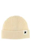 Golden Goose Knit Label Beanie With Turn-up Brim In White