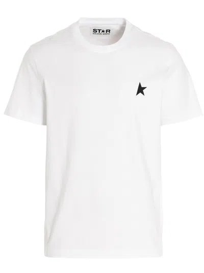 Golden Goose White T-shirt With Round Neck And One Star Logo Print On The Front In Cotton Man