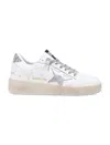 Golden Goose White And Silver-tone Leather Hi Star Sneakers In White