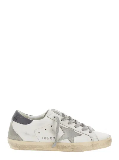 Golden Goose White Low Top Sneakers With Star Patch In Vintage Leather Woman In Gray