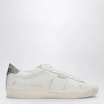 Golden Goose White Matchstar Sneaker With Silver Glitter Women