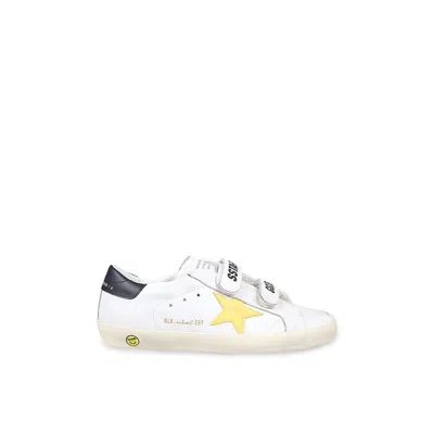 Golden Goose White Old School Sneakers For Kids With Star In White Black Yellow