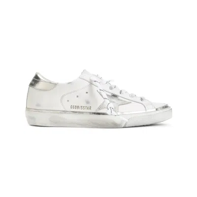 GOLDEN GOOSE WHITE PLATINUM LEATHER SNEAKERS