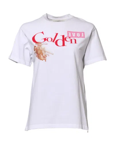 Golden Goose White Printed Round Neck T-shirt