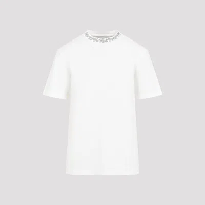 GOLDEN GOOSE WHITE RHINESTONE-EMBELLISHED COTTON T-SHIRT