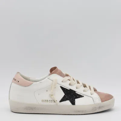 Golden Goose White Sneakers In Milk/pink/dark Blue