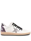 Golden Goose Leather Sneakers With Glitter And Star Patch In White