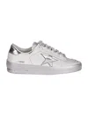 Golden Goose Stardan Sneakers With Silver Metallic Leather Star And Heel Tab In White
