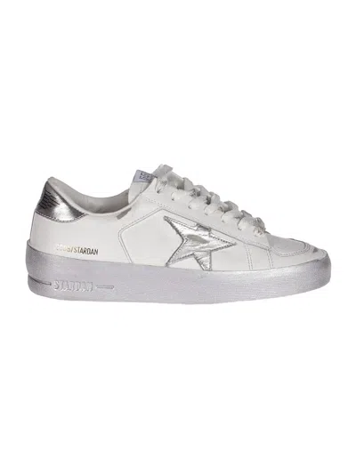 Golden Goose Low-top Sneakers With Metallic Silver Star In Multi