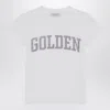 Golden Goose White T Shirt With Glitter Logo