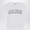 Golden Goose White T-shirt With Glitter Logo In White