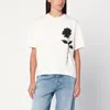 Golden Goose Oversized T-shirt With Black Rose Graphic And Metallic Stars In White
