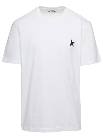Golden Goose White T-shirt With Round Neck And One Star Logo Print On The Front In Cotton Man