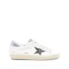 Golden Goose Super-star Sneakers In Vintage Effect Leather With Glittered Star And Glycine Leather H In White