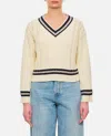 Golden Goose Cropped Sweater With Woven Pattern In White