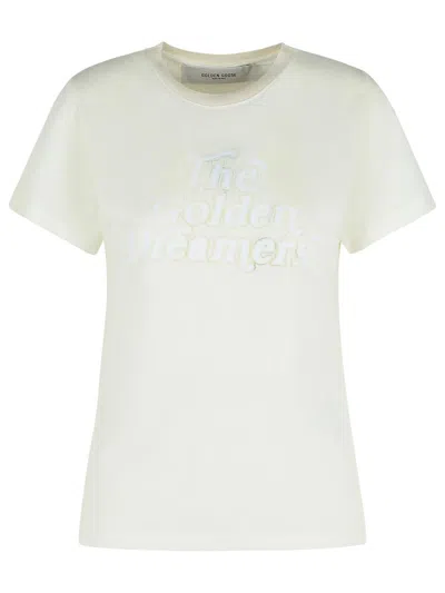 GOLDEN GOOSE GOLDEN GOOSE WHITE VISCOSE BLEND T-SHIRT WOMEN