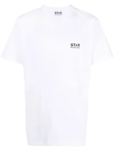 GOLDEN GOOSE WHITE WHITE LOGO-PRINT T-SHIRT