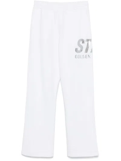 GOLDEN GOOSE WHITE WIDE TRACK PANTS