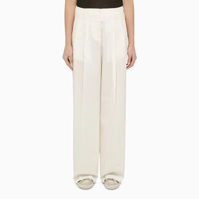 Golden Goose White Wool-blend Wide Trousers