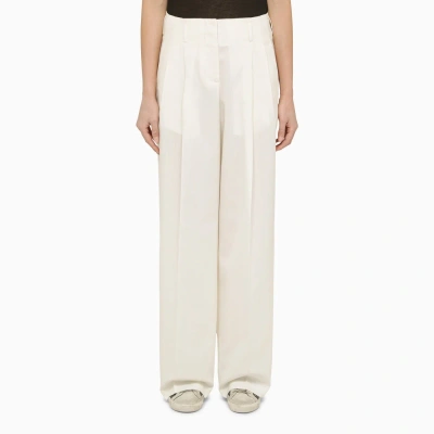 GOLDEN GOOSE GOLDEN GOOSE WHITE WOOL BLEND WIDE TROUSERS