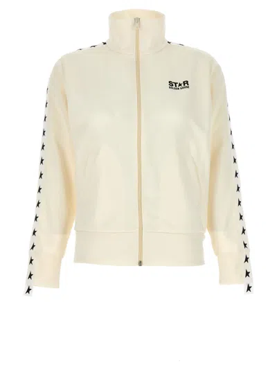 GOLDEN GOOSE WHITE ZIPPED TRACK SWEATSHIRT