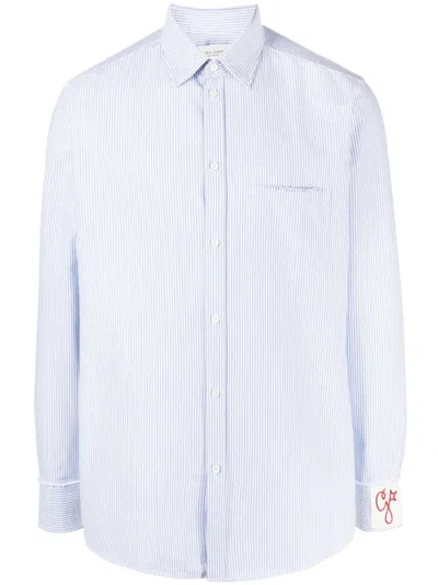 Golden Goose White/blue Striped Shirt In Neutral