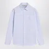 Golden Goose White/blue Striped Shirt With Logo In Blue