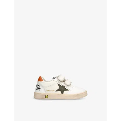 GOLDEN GOOSE KIDS' BALL STAR STAR-APPLIQUE LEATHER LOW-TOP TRAINE