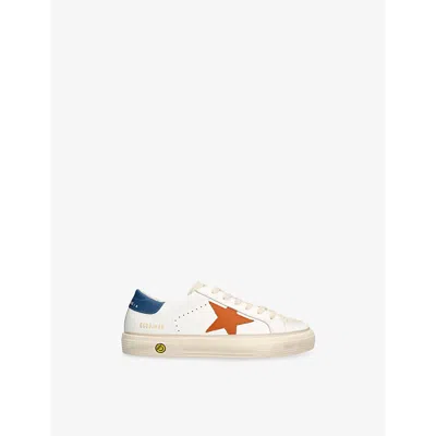 Golden Goose White/comb Kids' May Leather Low-top Trainers Eur 39 /5.5 Uk