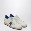 Golden Goose Ball Star Sneakers In White Nappa Leather With Light Blue Laminated Leather Star And Heel Tab