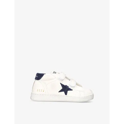 Golden Goose White/navy Kids' June Logo-print Leather Low-top Trainers Eur 20 / 4 Uk