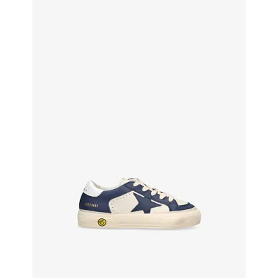 Golden Goose Kids' Laced Sneakers In White/navy