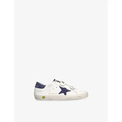 GOLDEN GOOSE WHITE/NAVY KIDS' OLD SCHOOL LEATHER LOW-TOP TRAINERS EUR 36 /3.5 UK