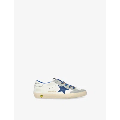 Golden Goose White/navy Kids' Super Star Logo-print Leather Low-top Trainers Eur 32 / 13 Uk