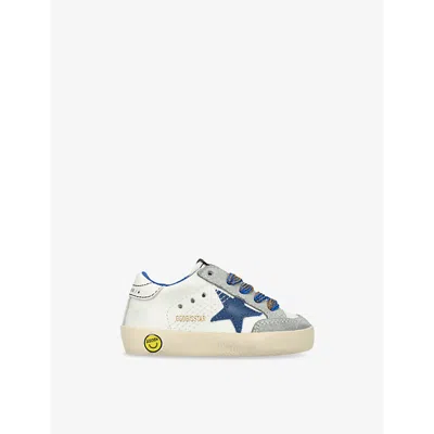 Golden Goose White/navy Kids' Super Star Logo-print Leather Low-top Trainers Eur 19 / 3 Uk