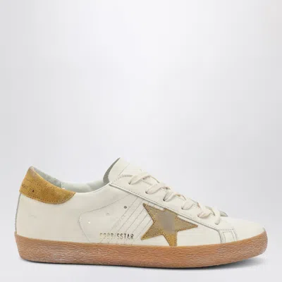 GOLDEN GOOSE GOLDEN GOOSE WHITE/OCHRE SUPER-STAR SNEAKER