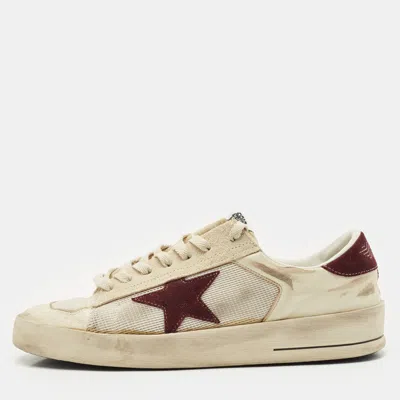 Pre-owned Golden Goose White/purple Suede And Leather Stardan Lace Up Trainers Size 43