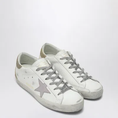 GOLDEN GOOSE GOLDEN GOOSE WHITE/PURPLE/PLATINUM SUPER-STAR LOW-TOP SNEAKER