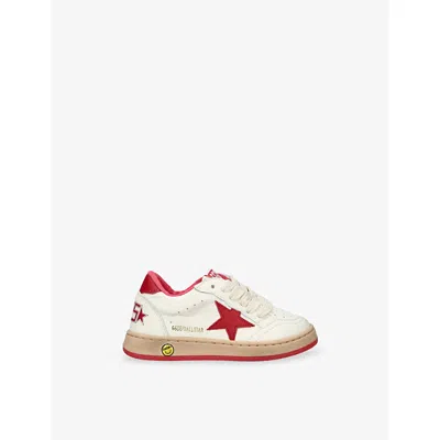 Golden Goose White/red Kids' Ballstar Leather Trainers Eur 27 / 9 Uk In Multi