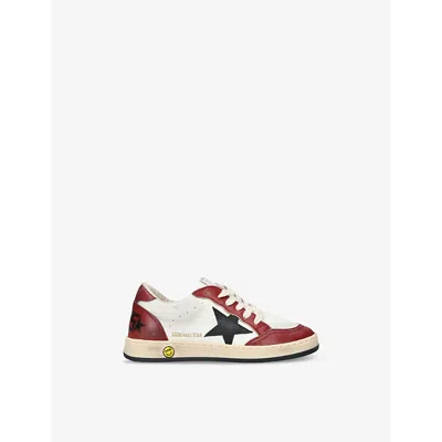 Golden Goose White/red Kids' Ballstar Logo-print Leather Low-top Trainers Eur 22 /5.5 Uk