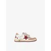 Golden Goose Leather Ball Star Sneakers In White/red