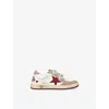 Golden Goose Leather Ball Star Sneakers In White/red