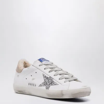 Golden Goose White/silver Super-star Sneakers With Shearling Lining