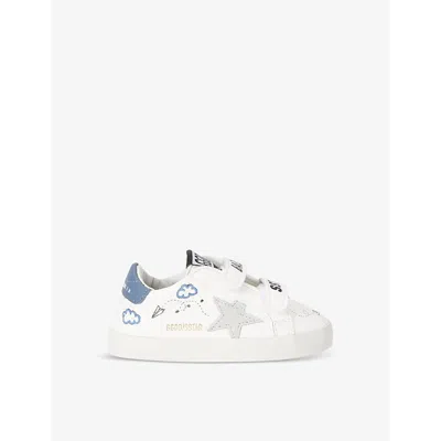Golden Goose White/navy Kids' Baby School Leather Low-top Trainers Eur 18 / 2 Uk