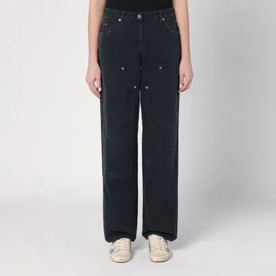 GOLDEN GOOSE WIDE BLACK TROUSERS IN DENIM