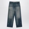 Golden Goose Wide Blue Washed Jeans With Distressing