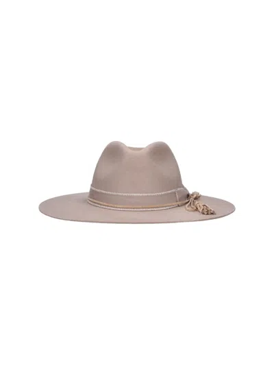 Golden Goose Wide Brim Wool Fedora Hat In Brown