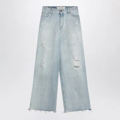 Golden Goose Wide Faded Blue Jeans With Rips Women