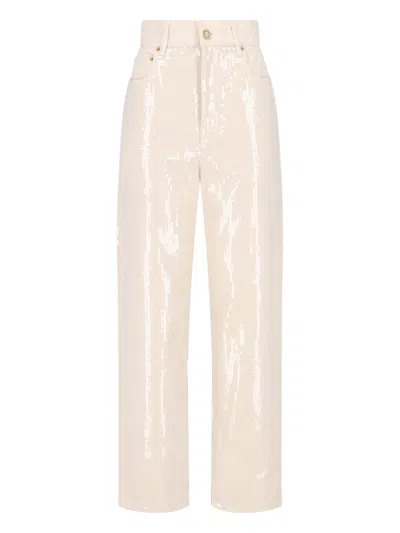 Golden Goose Wide Jeans With Sequins In White