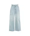 Golden Goose Wide Leg Boyfriend Jeans With Distressed Details In Blue